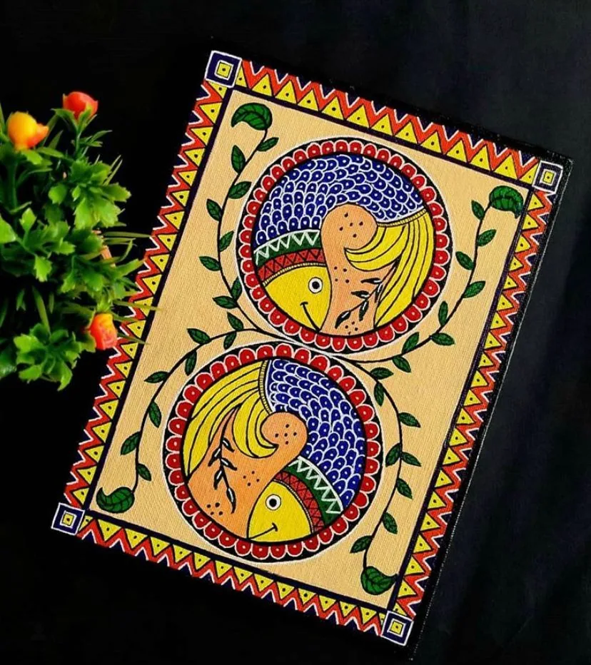 Madhubani-style fish painting
